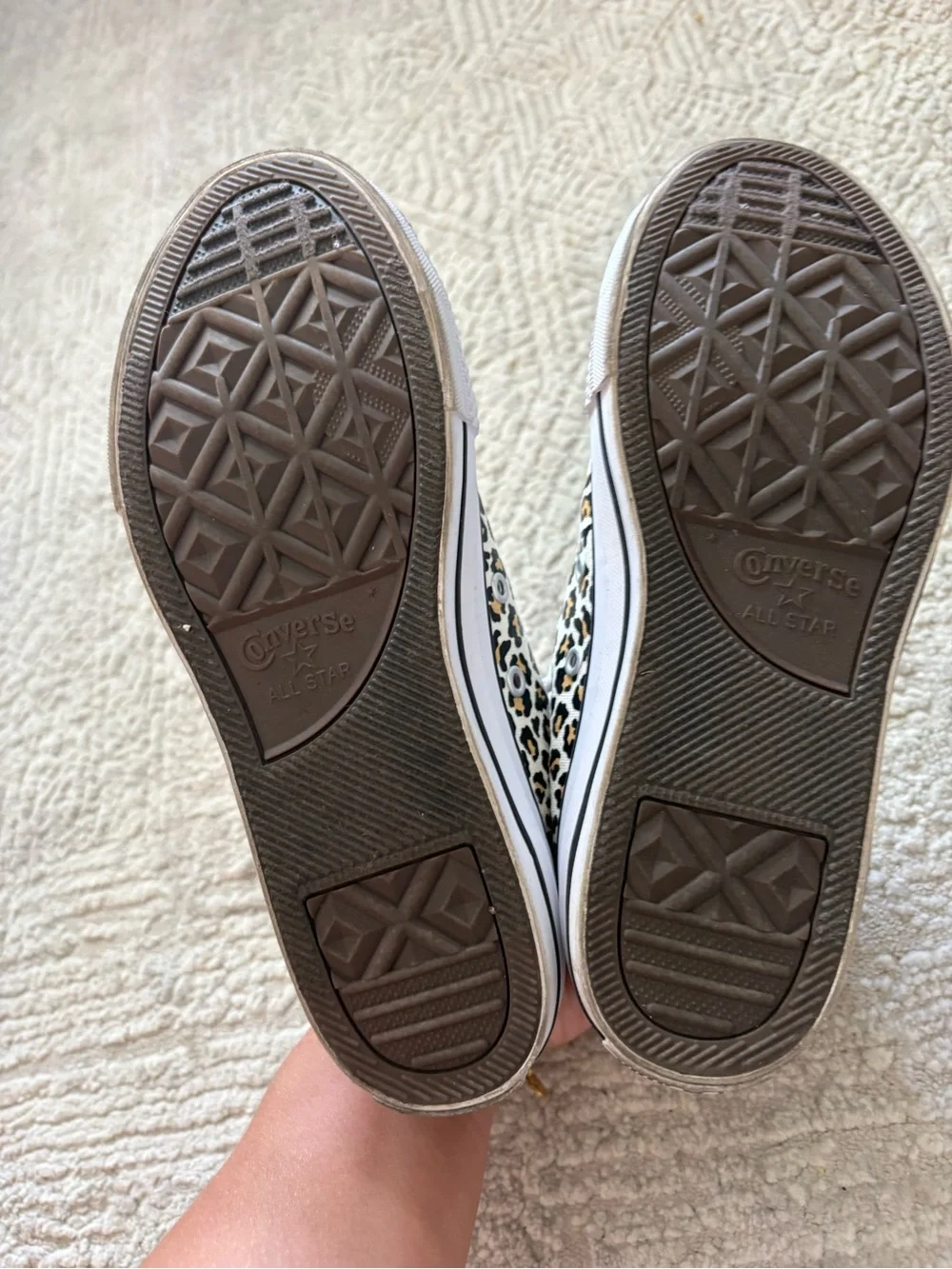 Converse Kids Leopard Print Low Top Sneakers in White, Black, Tan